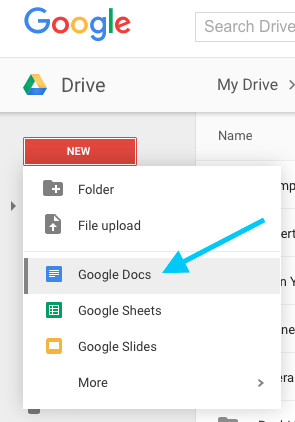 Create a new Google doc