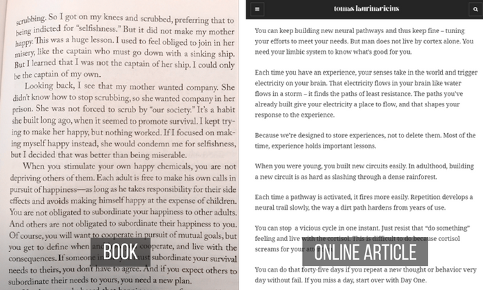  Contrast Paragraphs in a book vs. online post.