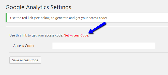 Get Access Code for Google Analytics