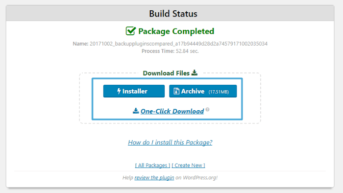 Duplicator - package completed