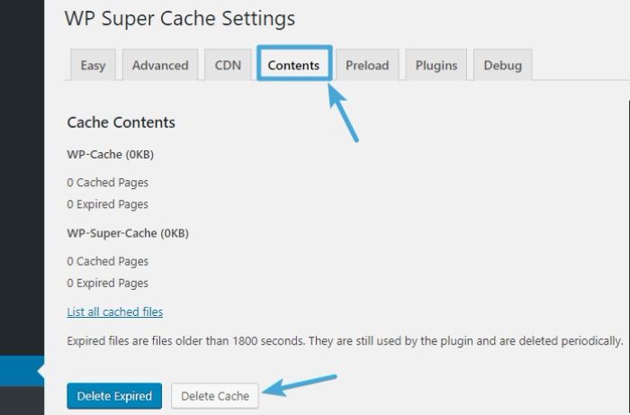 Manually clear your cache