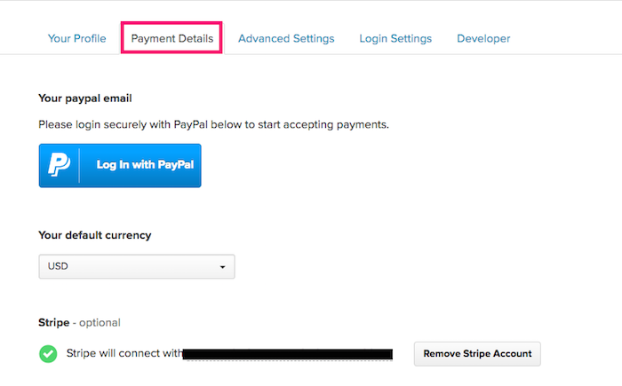 Go to Payhip Payment Details
