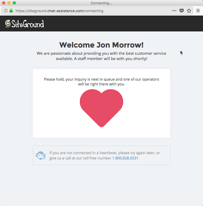 SiteGround Live Chat