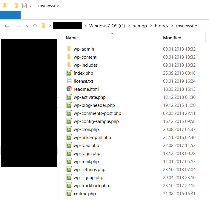 Move WordPress archive contents into new htdocs folder