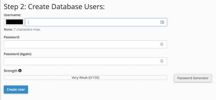Create database users