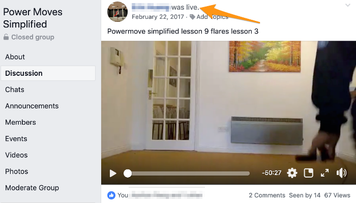 screenshot of an FB live for "power moves simplified" facebook group