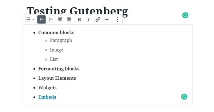 009 wordpress block editor list block