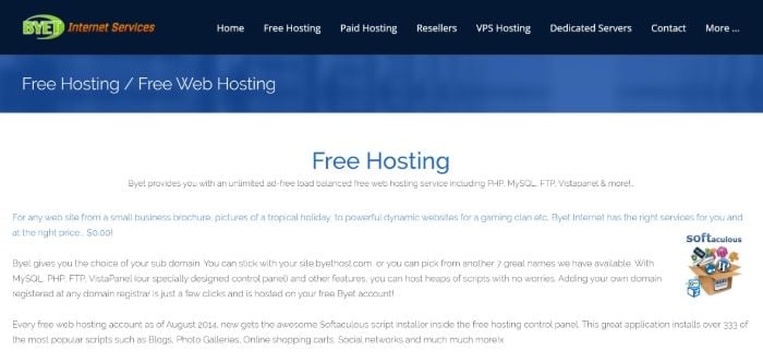 Hosting WordPress gratuito - Byet