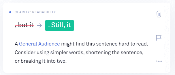Grammarly Review: example of suggestions