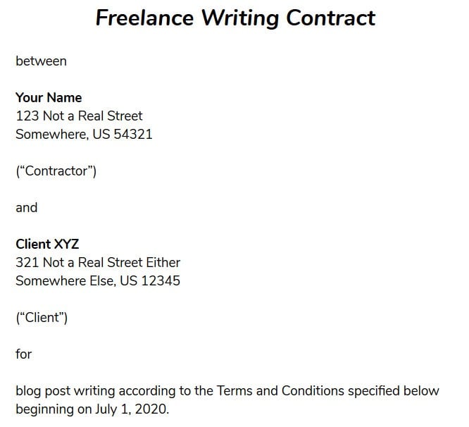 freelance contract template introduction