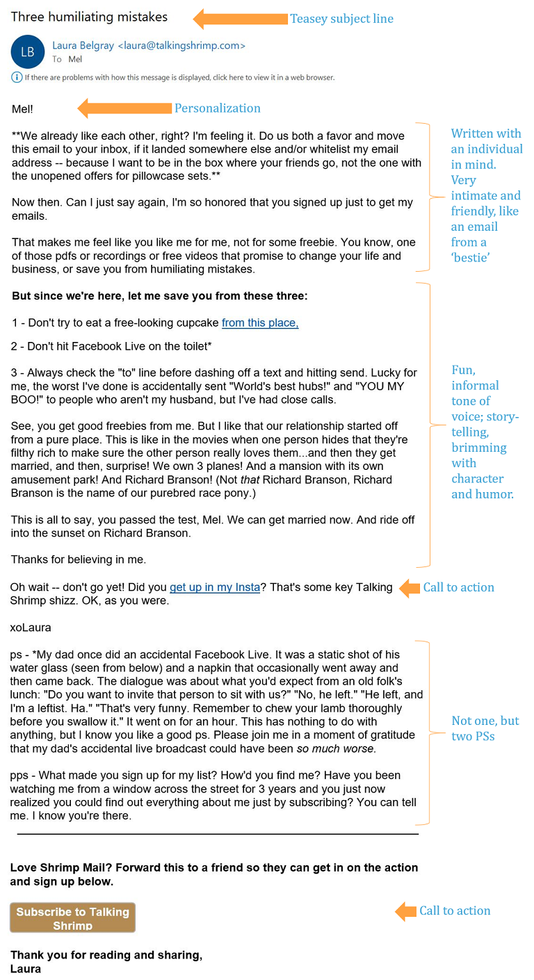 Copywriting examples email