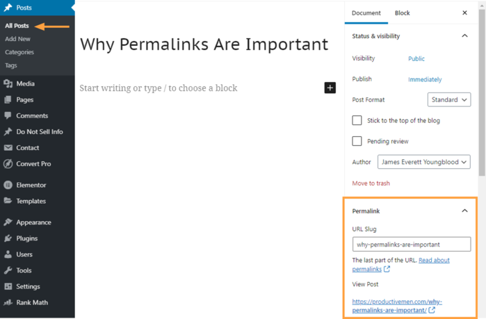 what is a permalink wordpress post url example