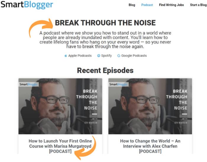 content writer break through the noise episodes