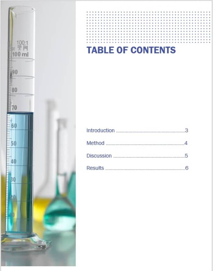 technical writing table of contents