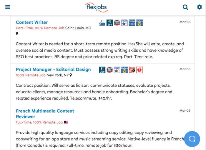 Freelance Writing Sites Flexjobs Listing