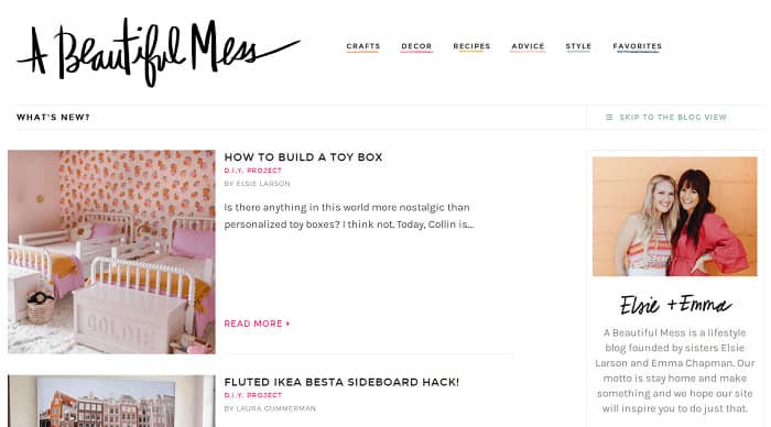 lifestyle blogs a beautiful mess homepage