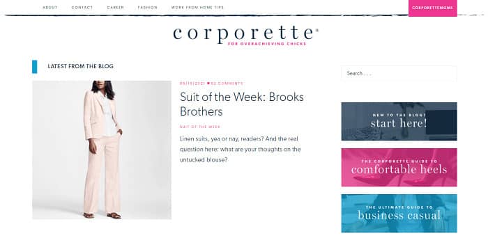 lifestyle blogs corporette homepage