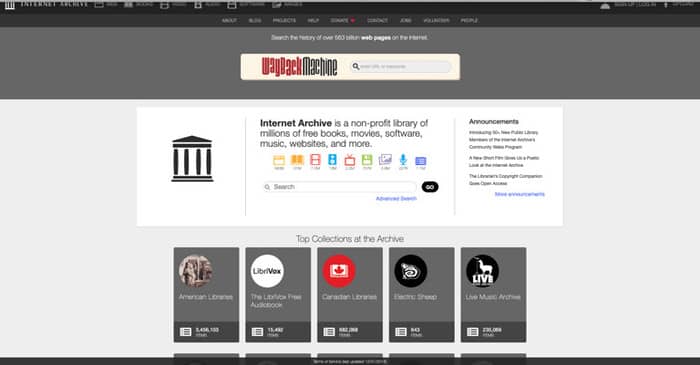 search engines internet archive