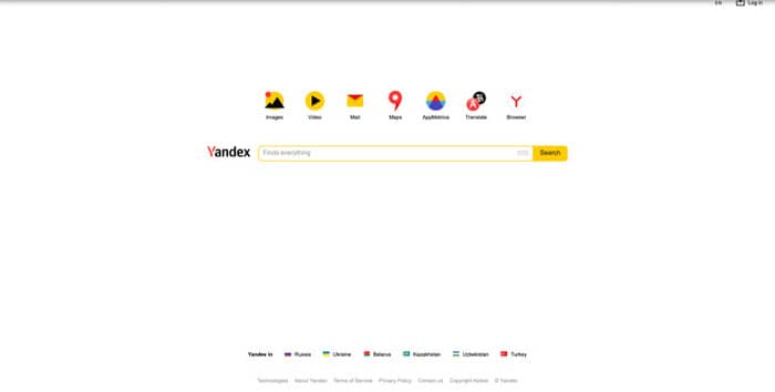 search engines yandex