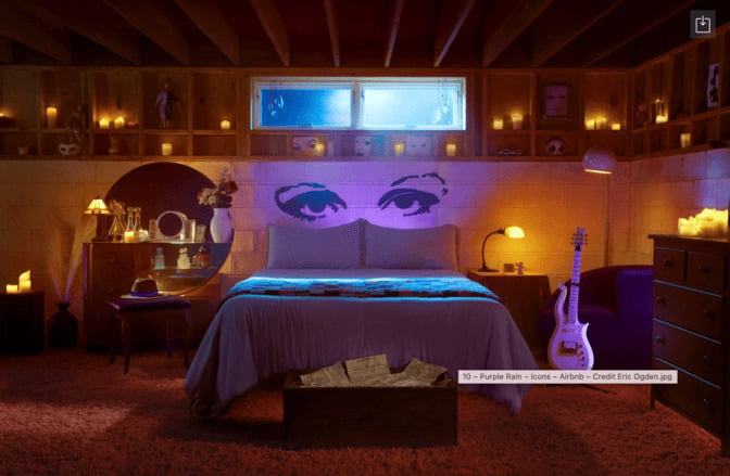 Photo from AirBnB blog of Prince-themed house