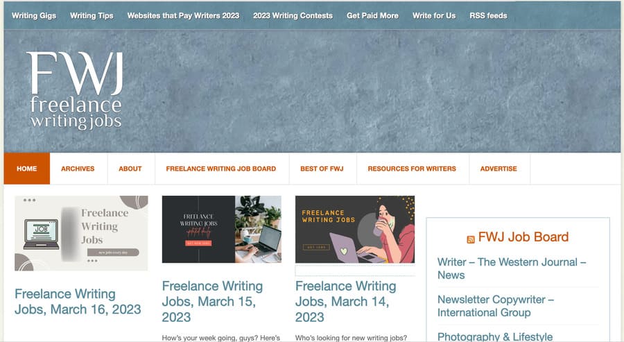 freelance writing jobs screenshot