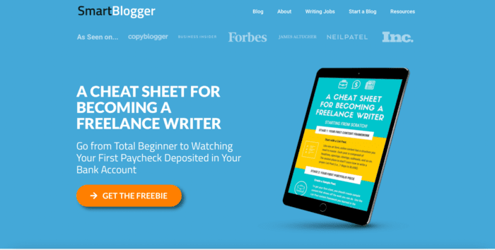 Home page of blogging blog called SmartBlogger