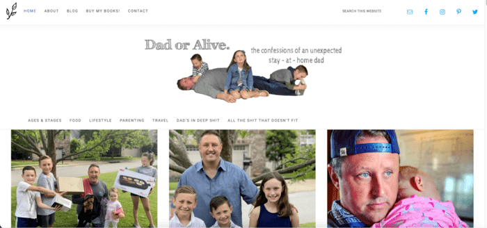 Dad or Alive parenting blog home page