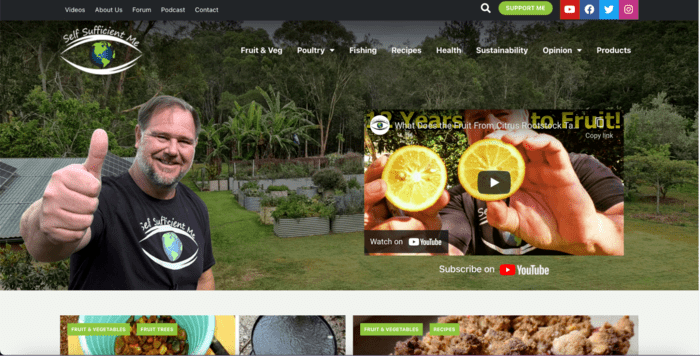 Home page for gardening blog called Self Sufficient Me