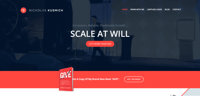 Home page for personal branding blog called Scale At Will