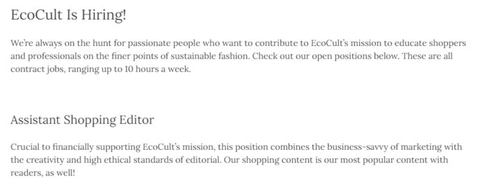 Fashion Writing Jobs Ecocult