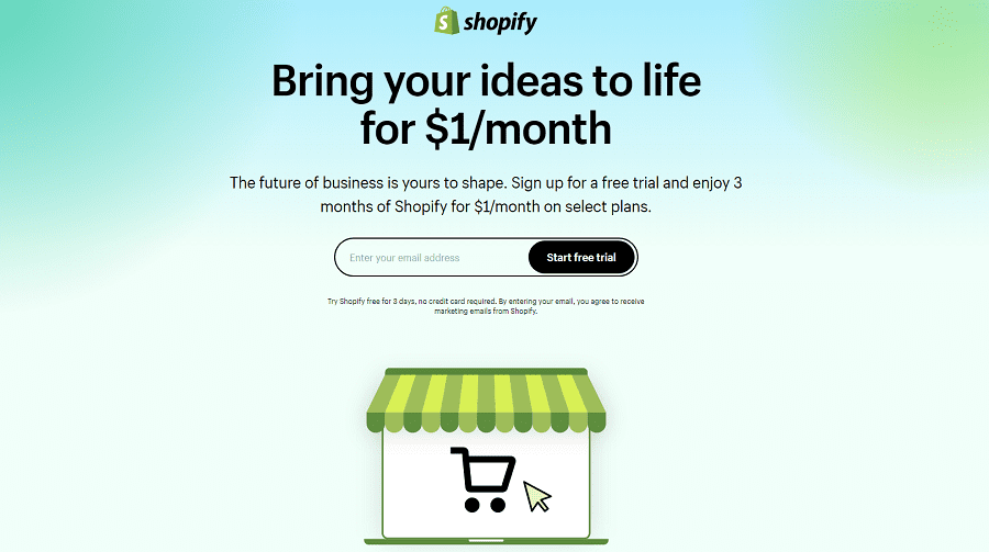 Best website builder Shopify homepage.