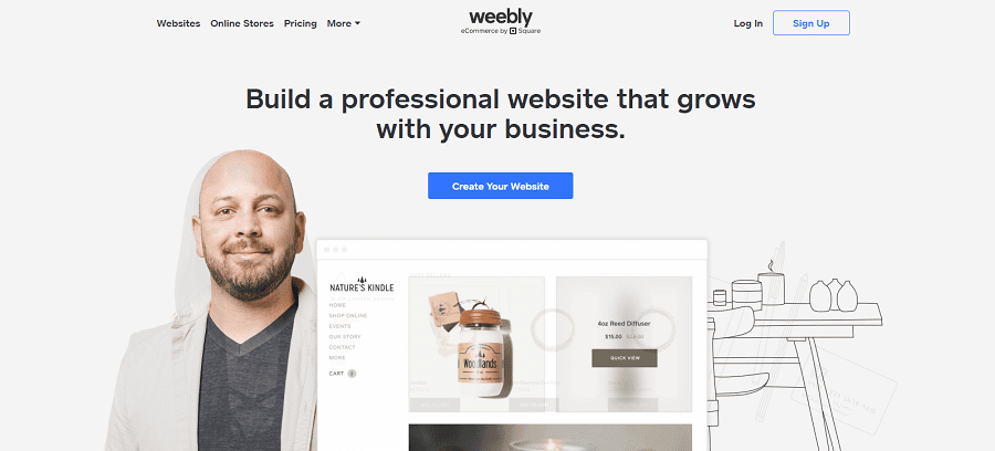 Best website builder Weebly homepage.