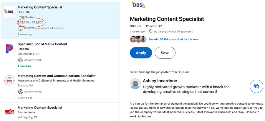 digital marketing jobs content marketing specialist from LinkedIn