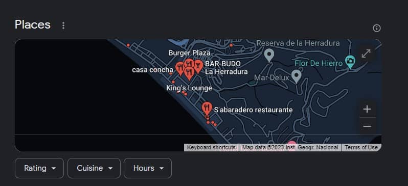 Buzzword example of hyperlocal map location for restaurant. 