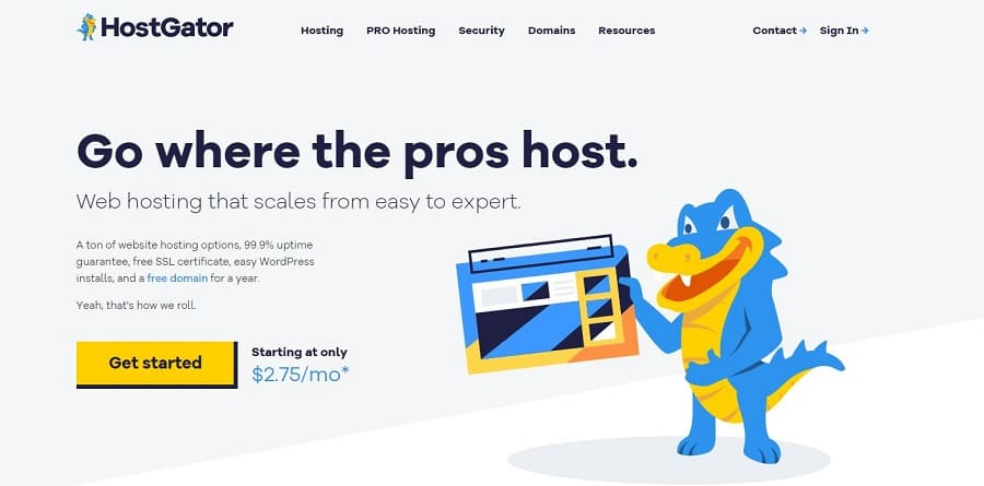 HostGator web hosting pricing page