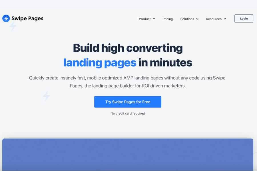 Landing page builders example swipe pages