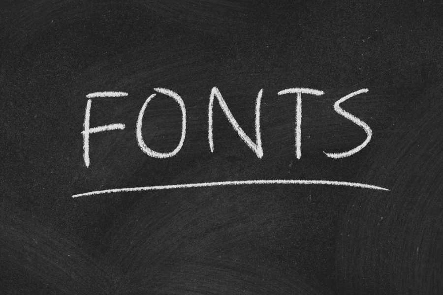 The word "Fonts" on a chalkboard.