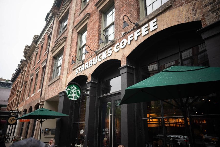 the outside of a starbucks coffee shop