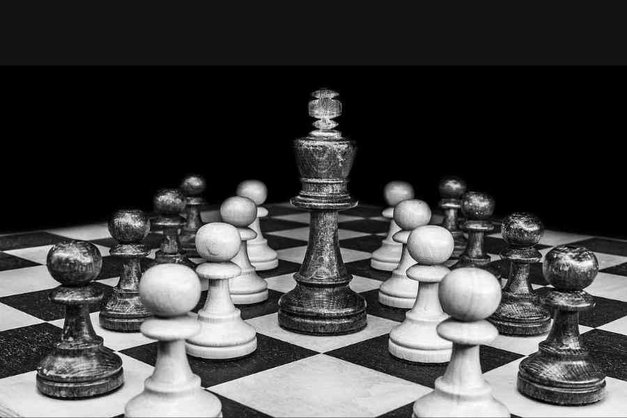 a black and white chessboard