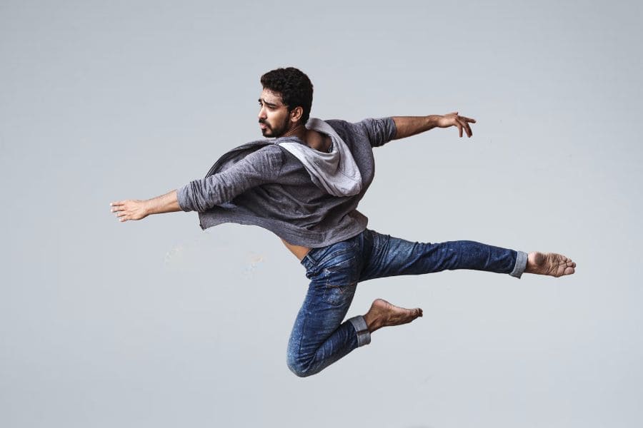 man leaping gracefully in the air