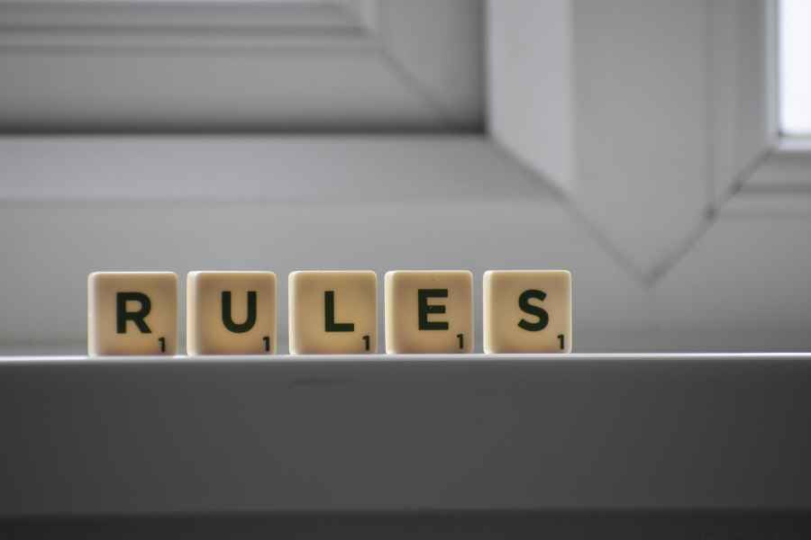 "rules" using scrabble pieces