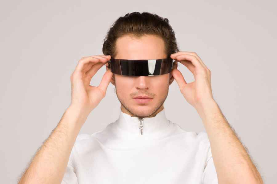 man wearing high tech sunglasses