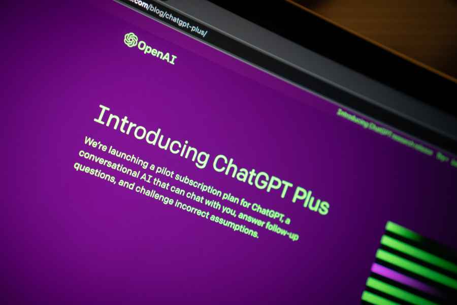purple screen showing OpenAI introducing ChatGPT plus