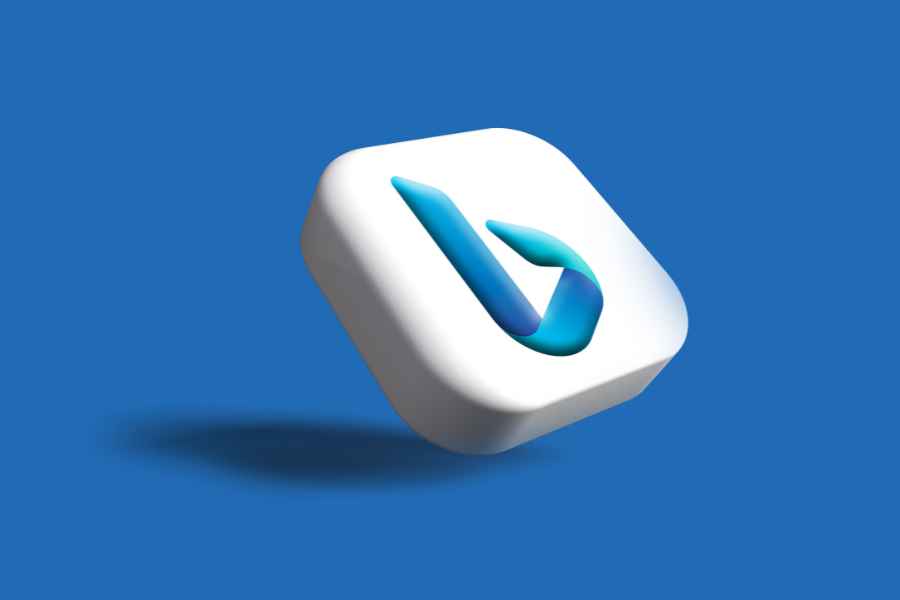 3D blue bing logo on a white square