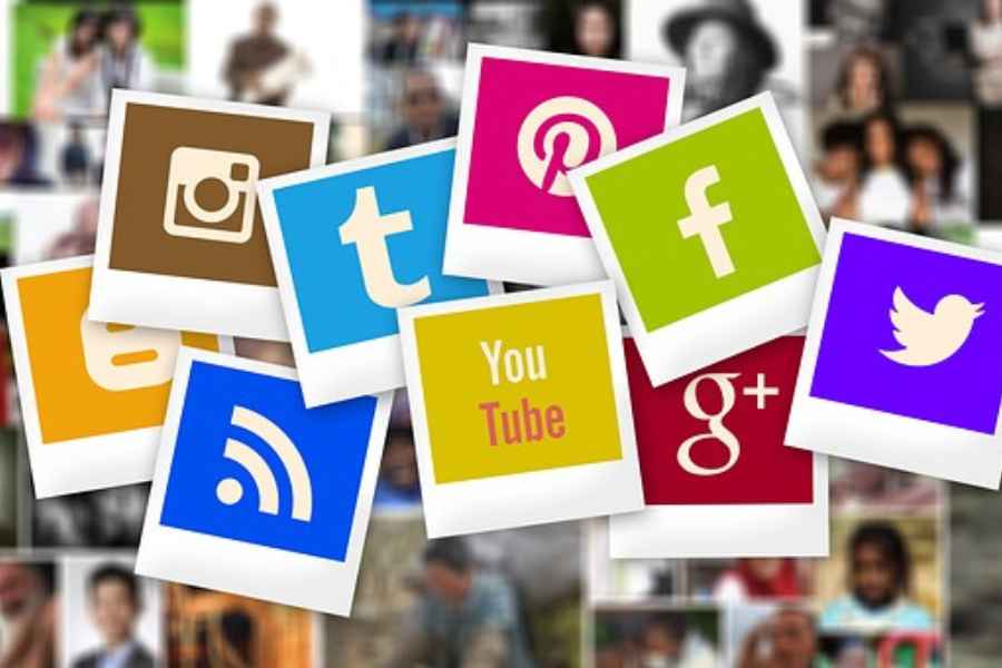 polaroids of different social media icons