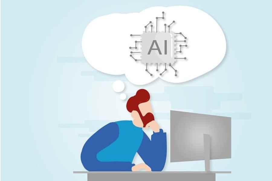 graphic of man thinking of AI