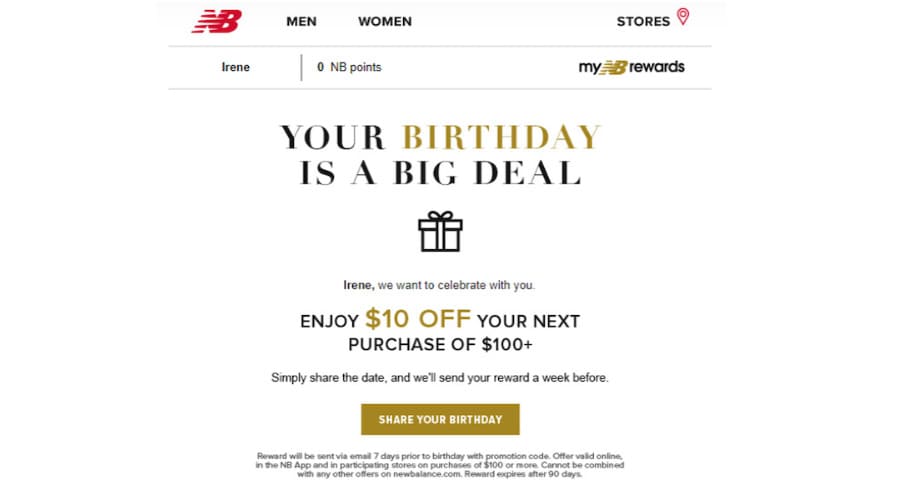 birthday email automation example
