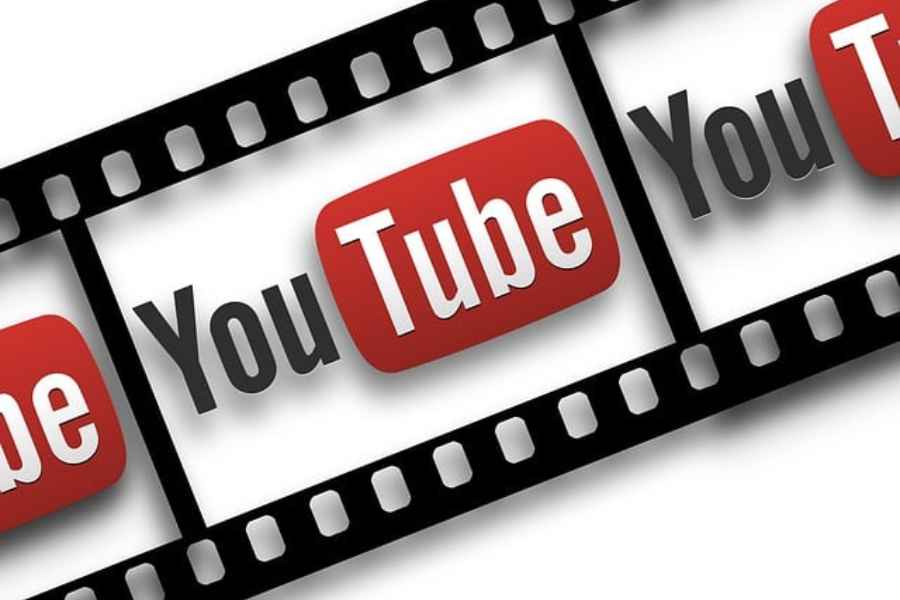 Film reel with youtube logos repeated