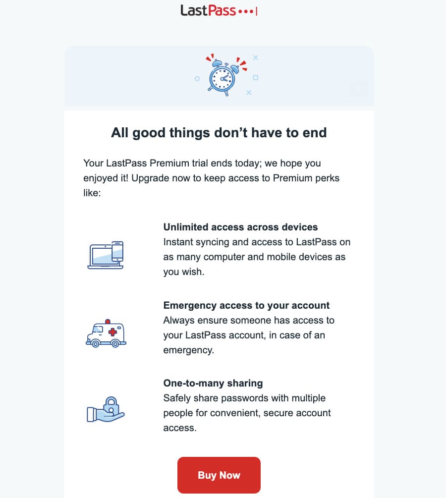 LastPass drip campaign example