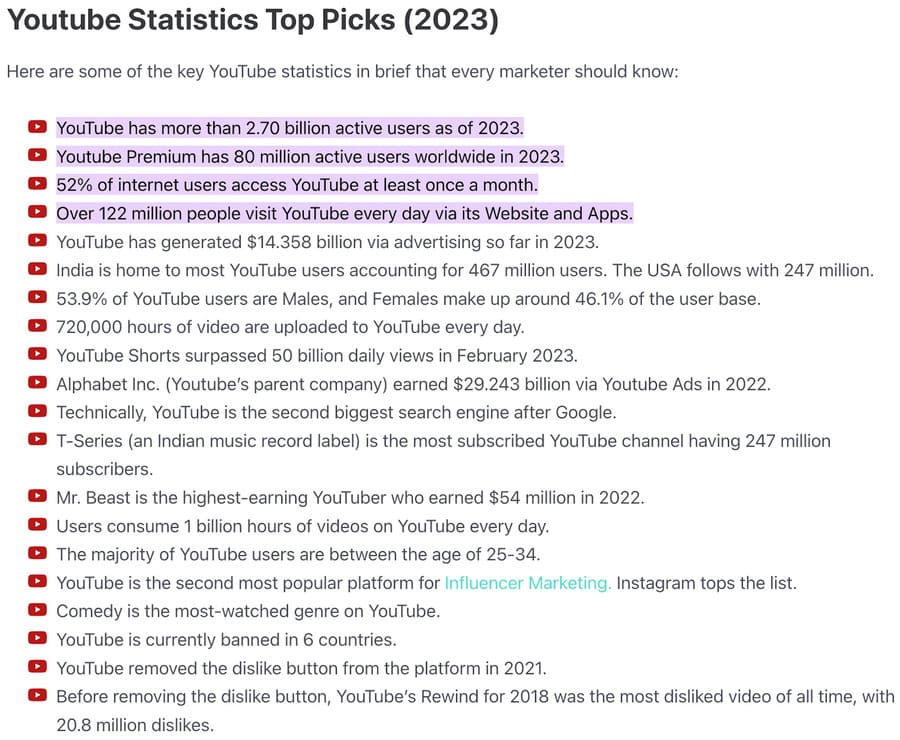 top youtube marketing statistics for 2023